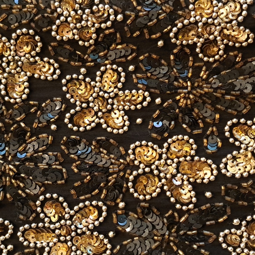 Vintage Laurence Kazar sequin beaded Dress Womens Size Small  Black Formal Maxi - Picture 8 of 15